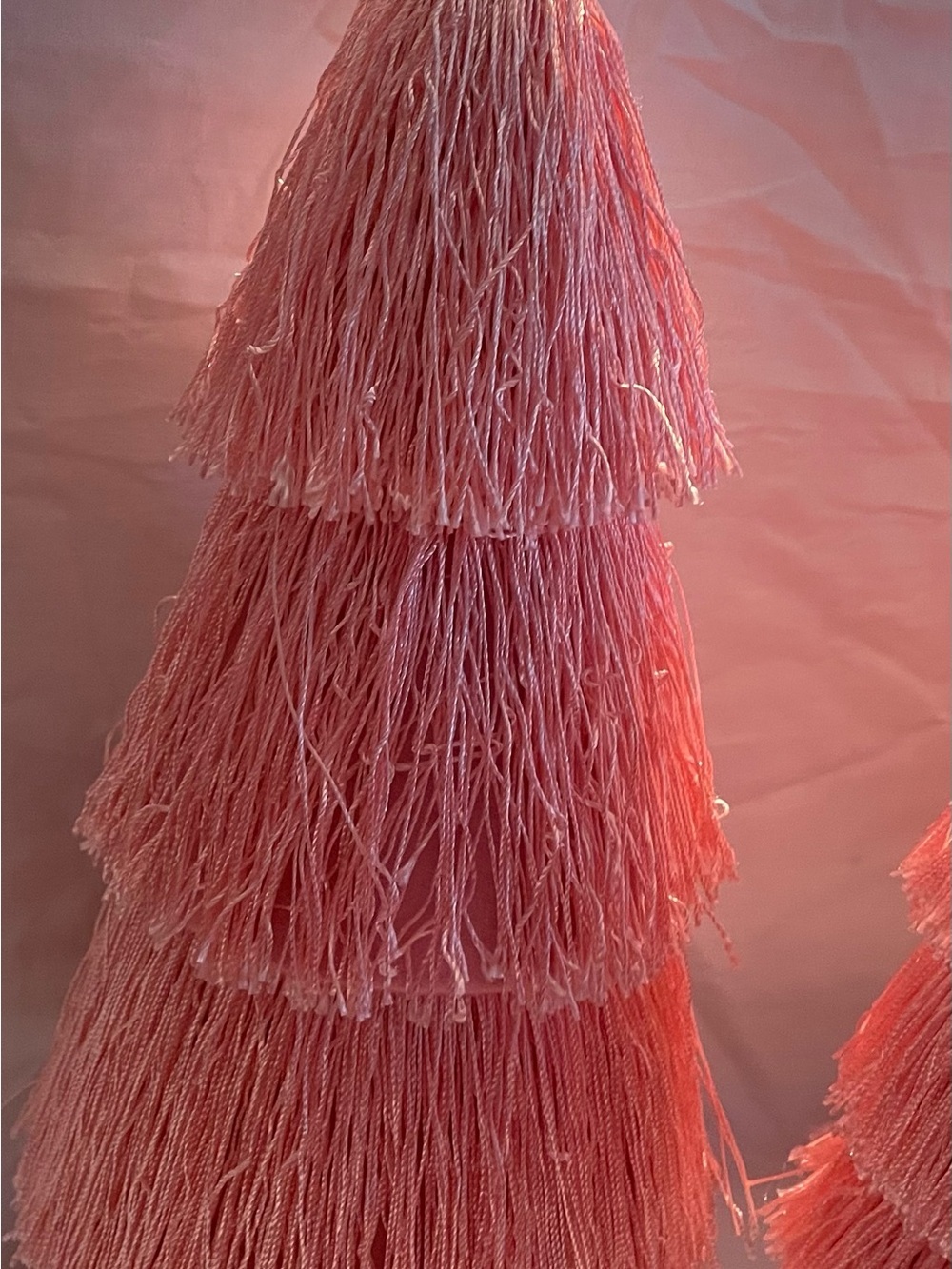NWT 3 Ashland Pink Tassel Tabletop Trees with Gold Stars - Picture 5 of 14
